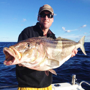 Skipper Matt Hunt with a Tasmanian Striped Trumpeter